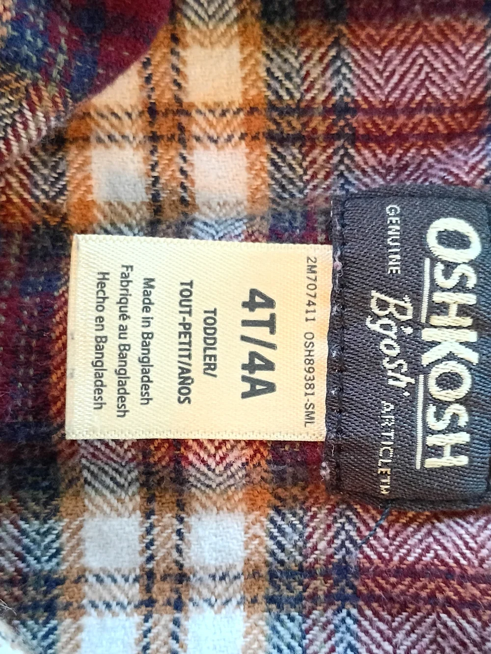 OshKosh B'gosh Burgundy and White Plaid Button-Down Shirt